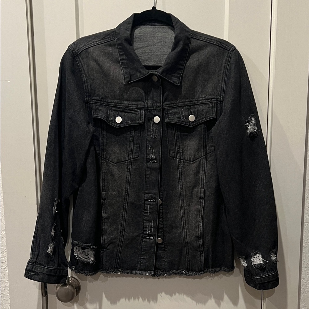 Edgy Black Distressed Denim Jacket